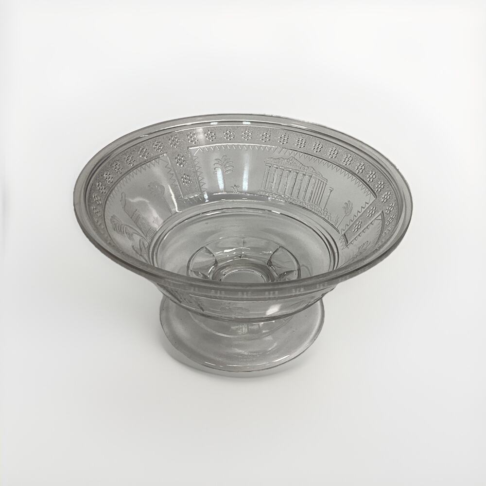 Antique 1880's Glass Pedestal Bowl Adams & Co Egyptian Sphinx Motifs